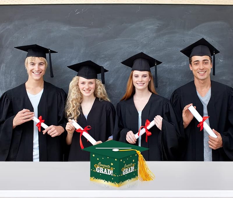 Green Graduation Card Box Holder with Tassel - Congrats Grad Decor