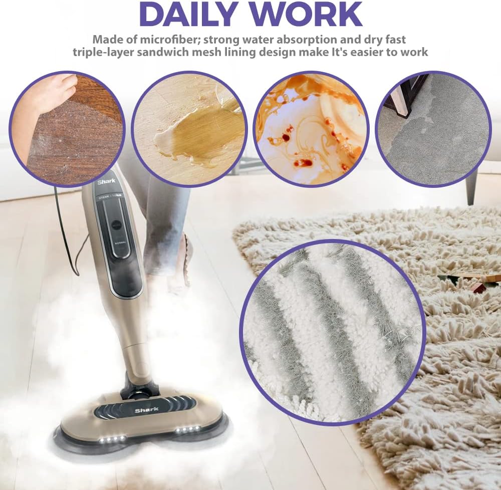 Shark Replacement Steam Mop Pads - Compatible with S7000 Series | 6-Pack for Deep Cleaning