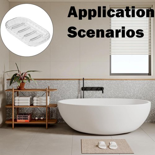 2Pcs Soap Dish Holder, Plastic Bathroom Soap Dishes, Clear Soap Saver Tray for Shower Bathtub Kitchen Sink
