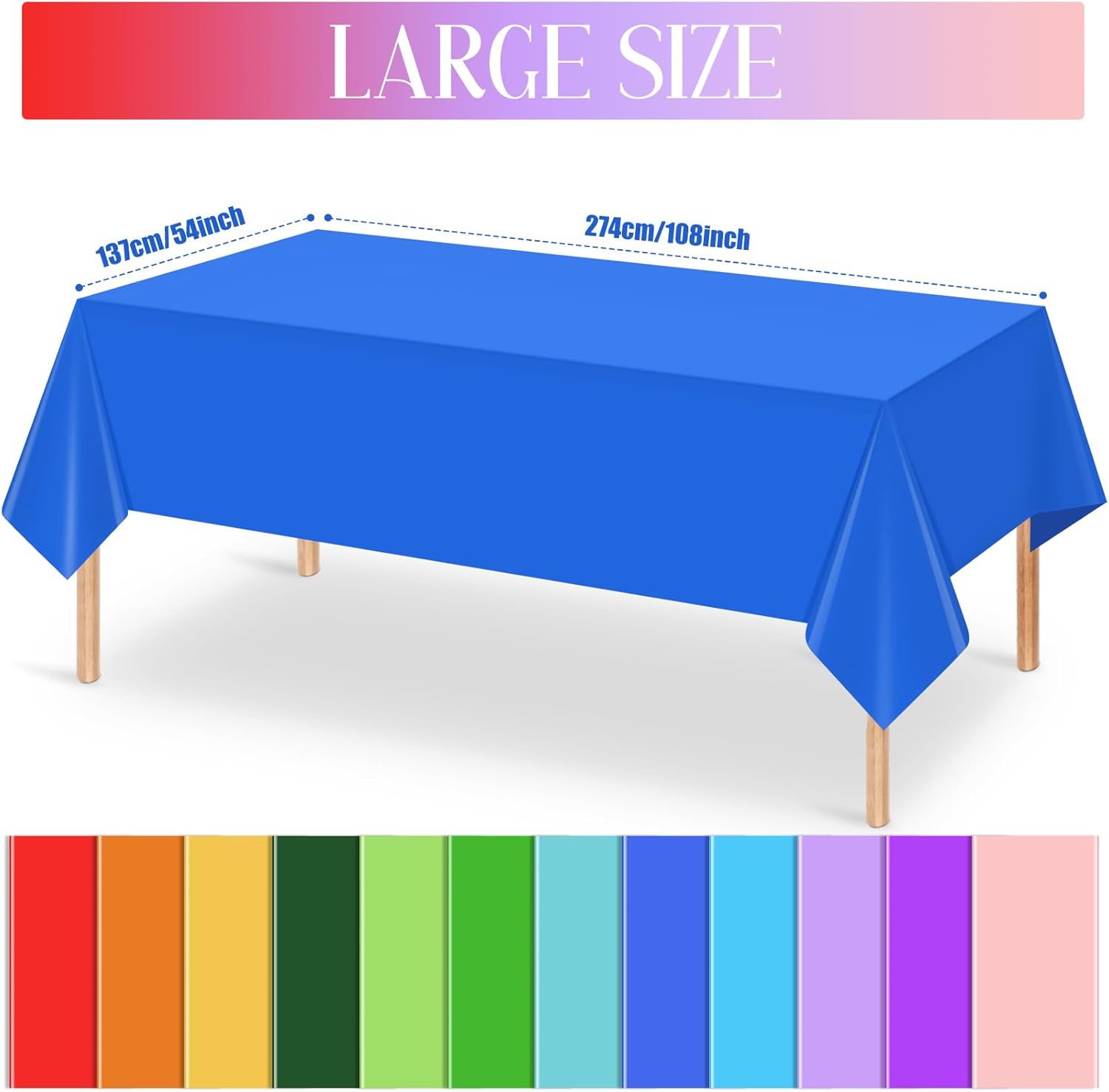 Skiennix 24 Pack Rainbow Tablecloths - Colorful Disposable Plastic Covers for Parties | 54 x 108 Inch