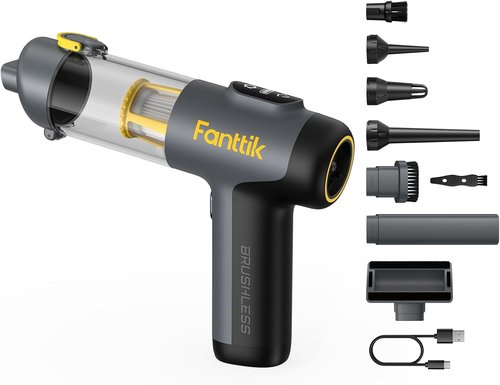 Fanttik Slim V9 Car Vacuum - 4 in 1 Handheld Air Duster with 12000PA Suction Power | Cordless Mini Vacuum for Car & Office