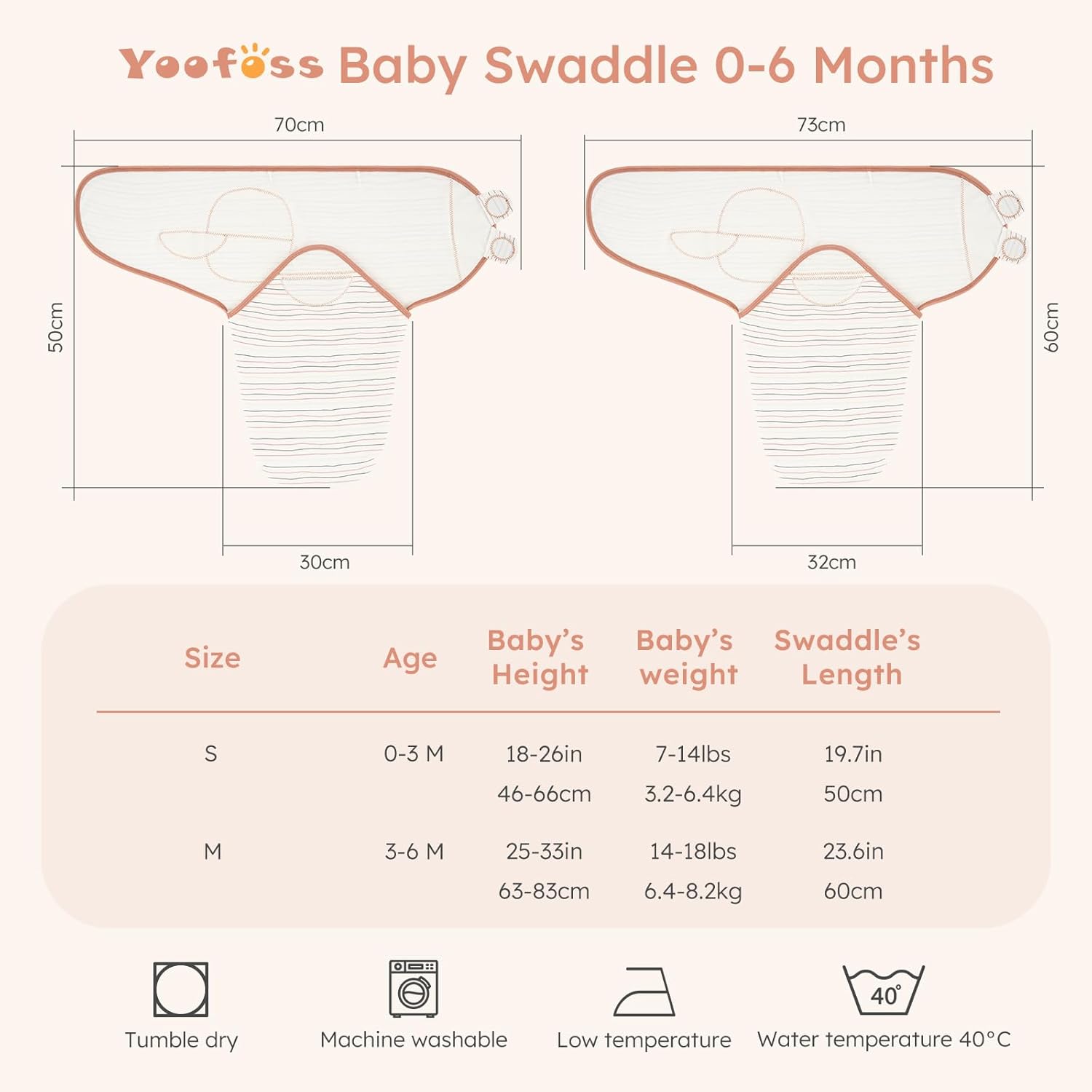 Yoofoss Baby Swaddles - 100% Cotton Adjustable Swaddle Sack | Soft & Breathable for Newborns (0-3 Months, 3 Pack)