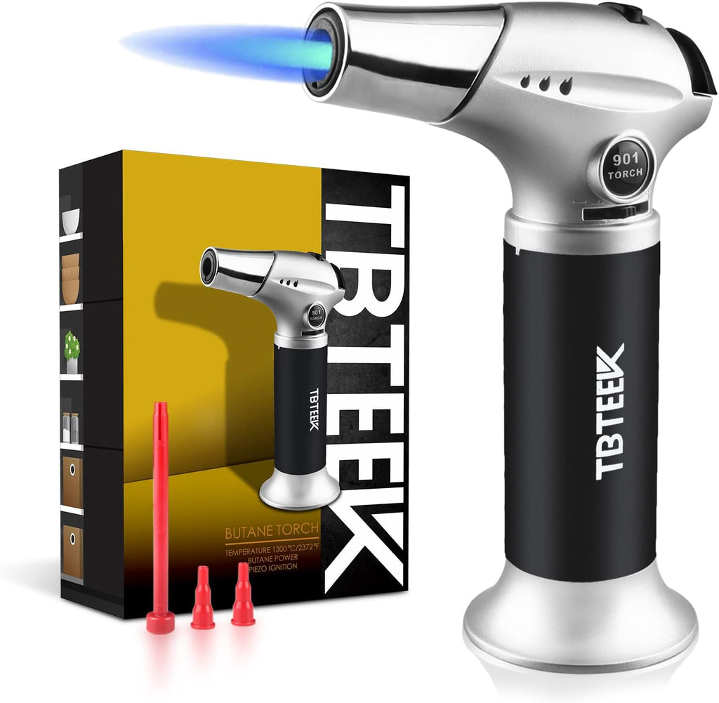 TBTEEK Cooking Torch Lighter - Adjustable Flame & Safety Lock for BBQ, Searing, and Desserts