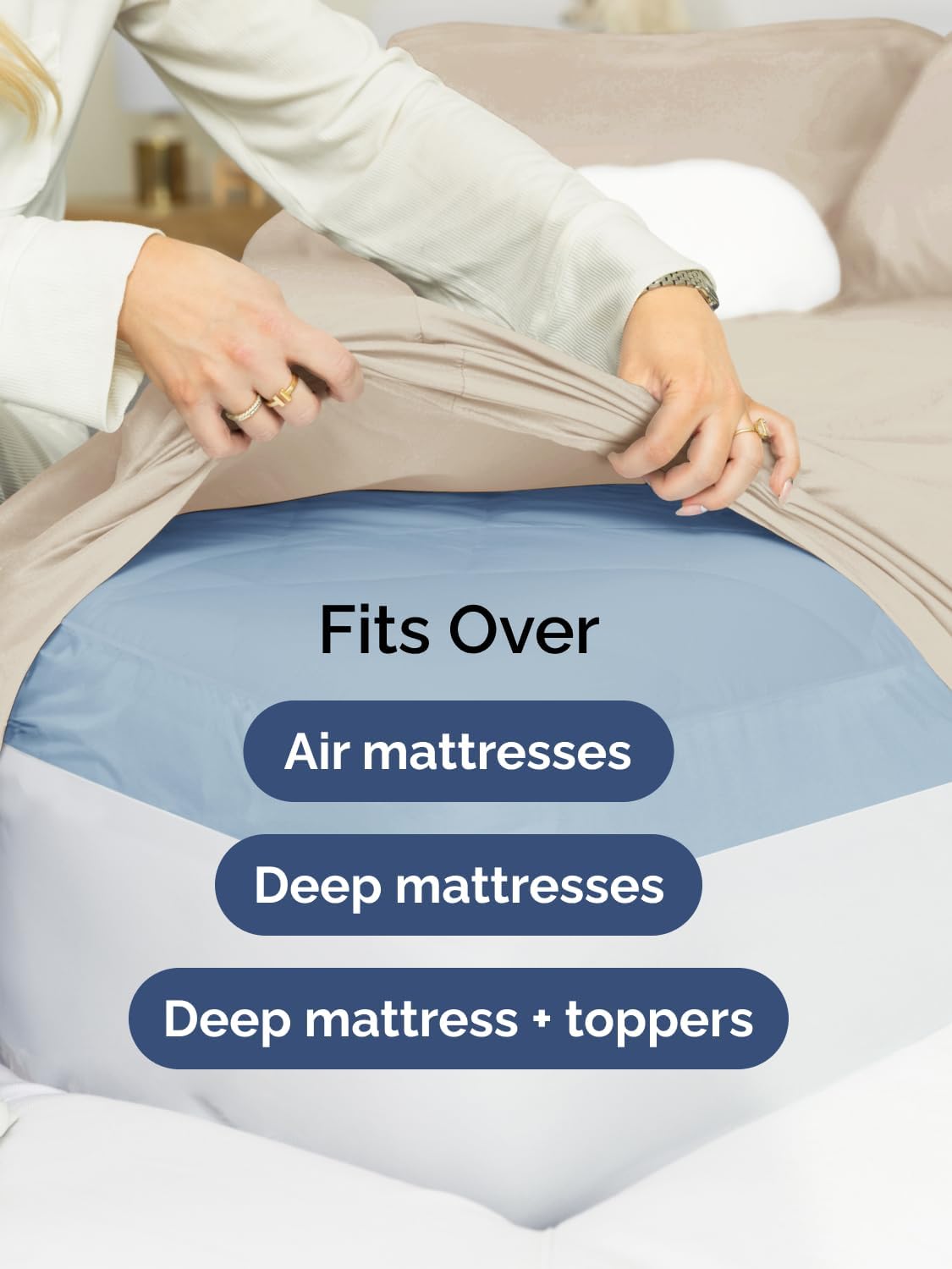 Skiennix Extra Deep Full Sheet Set - 6 Piece Breathable Cooling Sheets - Hotel Luxury Bedding - Soft, Wrinkle-Free, Easy Fit - Wheat Color