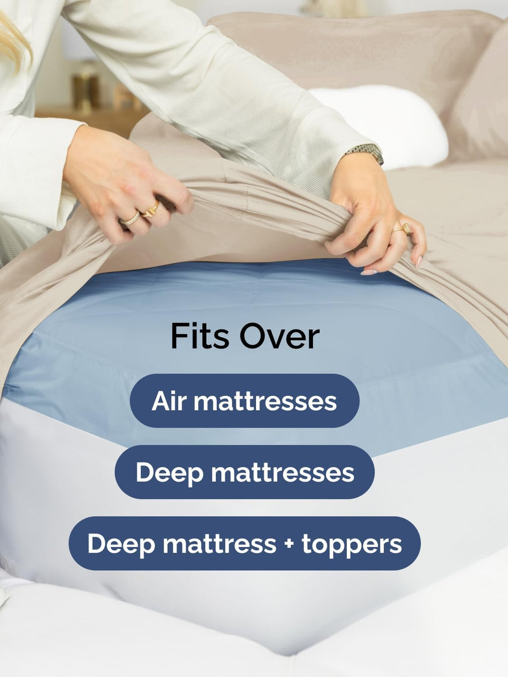 Skiennix Extra Deep Cal King Sheet Set - 6 Piece Breathable Cooling Bedding - Soft, Wrinkle-Free Wheat Color