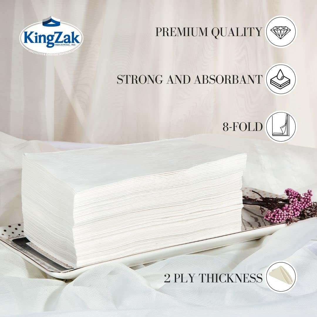 Premium White Napkins - 2-Ply Disposable Dinner Napkins | 100 Count Value Pack