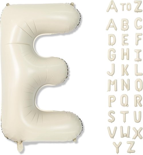 Big Letters Balloon E - 40 Inch Cream White Sand Helium Mylar Alphabet for Custom Name Decor