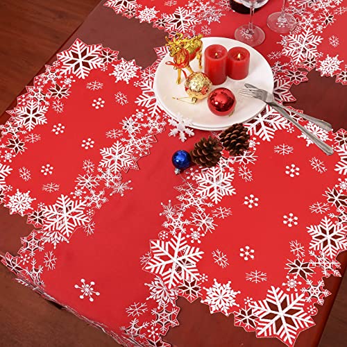 Embroidered Snowflakes Table Runner 14x90 Inches Christmas Holiday Decor