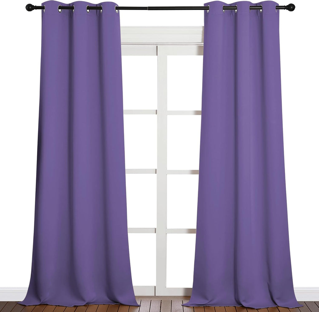 NICETOWN Blackout Curtains for Patio Glass Door - Privacy Panel Drapes, Lilac Purple, 42" x 90" (1 Pair)