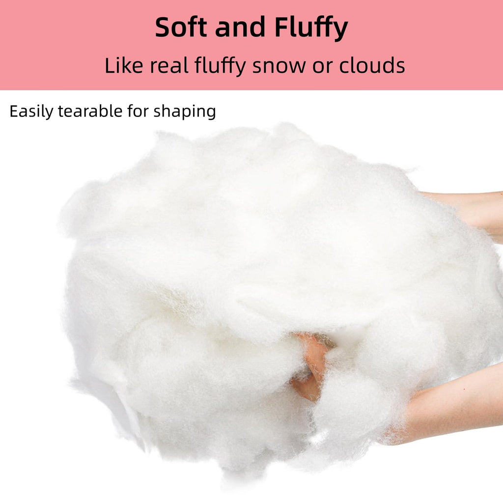 Cididu 1000g Fake Snow Clouds Decorations, 35.27 oz Fluffy Artificial Fiber Fill, White Soft Indoor Home Decor for Village Display, DIY Winter Crafts, Christmas Tree Safe and Reusable