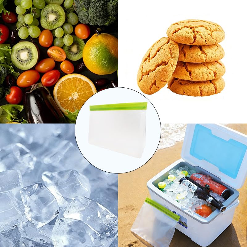 4-Pack Reusable Ice Storage Bags, Leak-Proof BPA-Free PEVA Freezer Bags