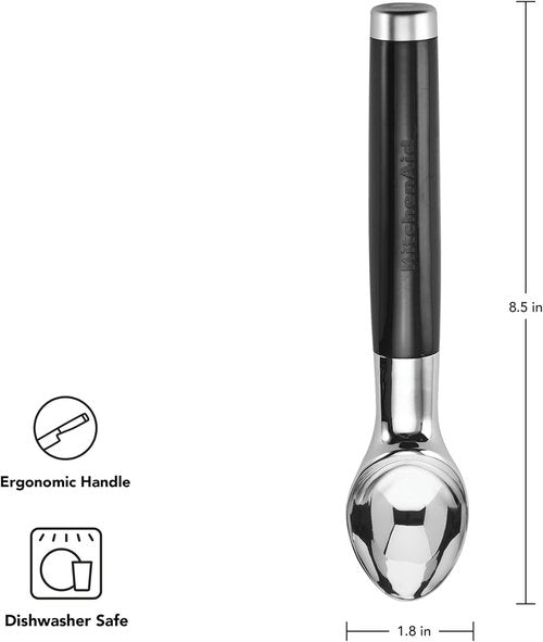 KitchenAid Ice Cream Scoop - Classic Design, 8.6 Inches, Sleek Black Finish