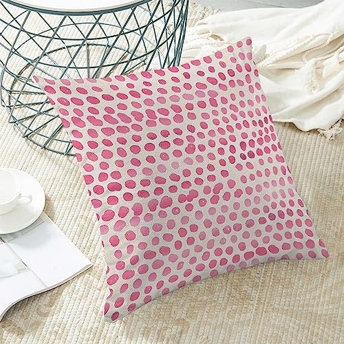 Pink Polka Dot Pillow Covers 18x18 Set of 2, Preppy Boho Throw Pillow Cases