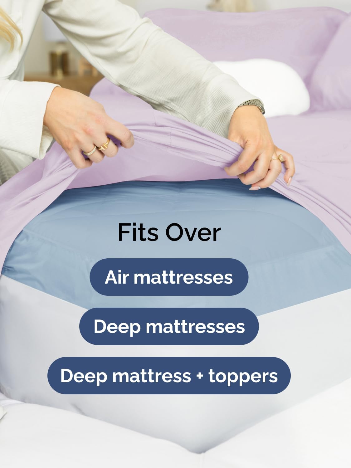Skiennix Extra Deep King Sheet Set | 6-Piece Breathable Cooling Bedding - Soft Light Lavender, Wrinkle-Free