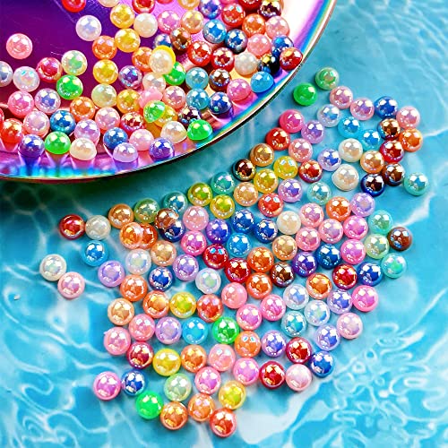 1500PCS 4mm Light Purple AB Flatback Half Pearl Beads for Crafts