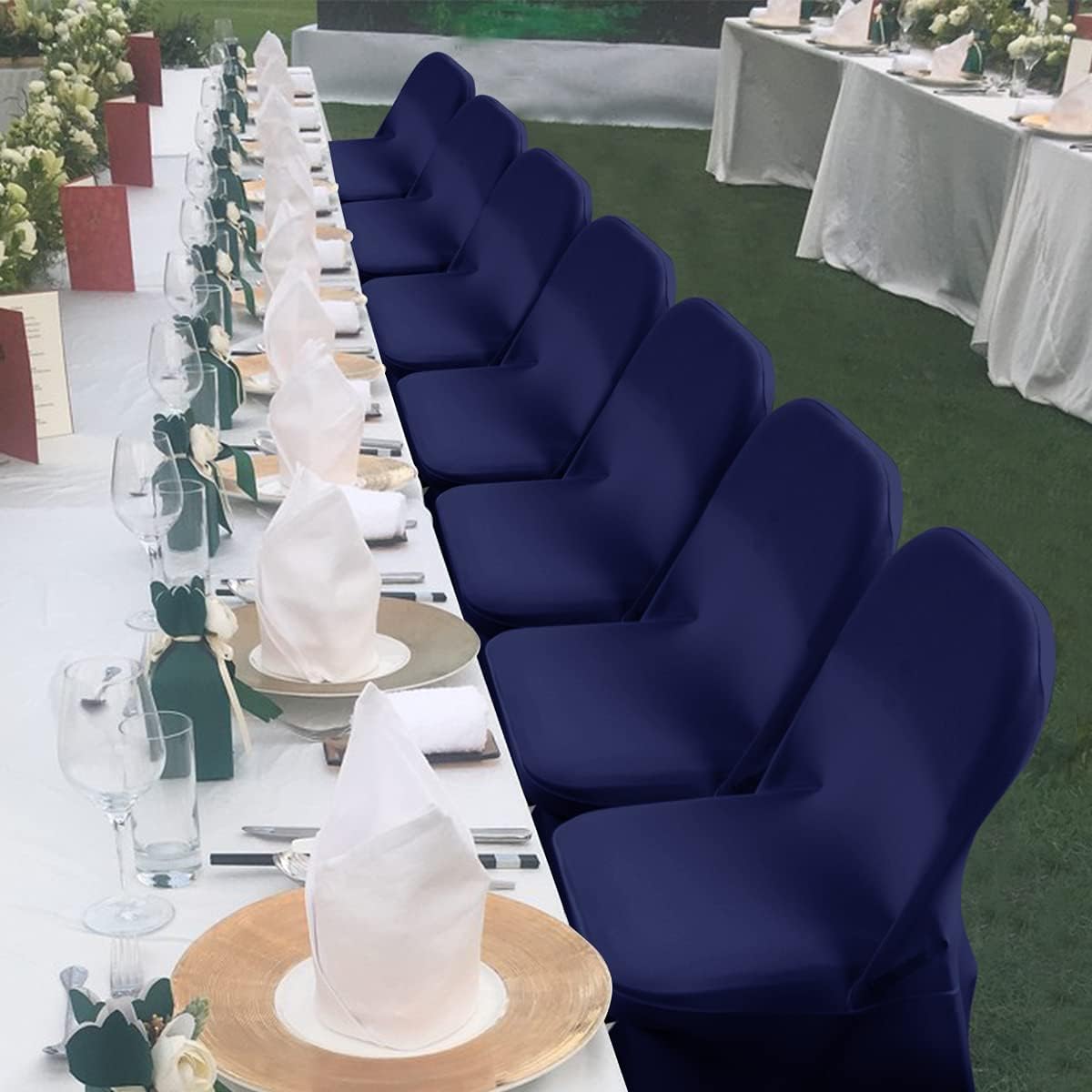 Babenest Spandex Folding Chair Covers - Upgraded Universal Stretch Washable Protector | Navy Blue (30)