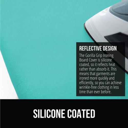 GORILLA GRIP Ironing Board Cover & Pad - Scorch Resistant Silicone Coating, 15x54" Quatrefoil Design