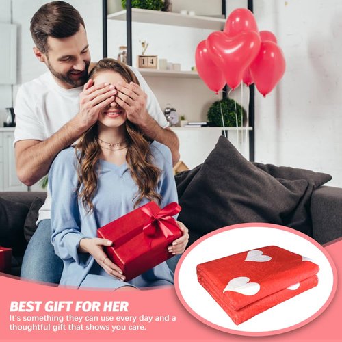 Valentine's Day Throw Blanket, Heart Red and White Reversible Flannel Throw Blanket, Soft Lightweight Cozy Love Gift for Girlfriend Wife Couple Women Couch Sofa Bed Decor, 50 x 60 Inch (Heart)