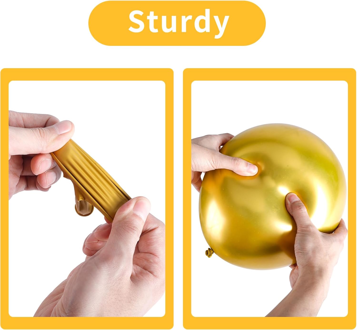 RUBFAC Metallic Gold Balloons - 92pcs Chrome Latex Set for New Year & Birthday Celebrations | 5-18 Inch Sizes