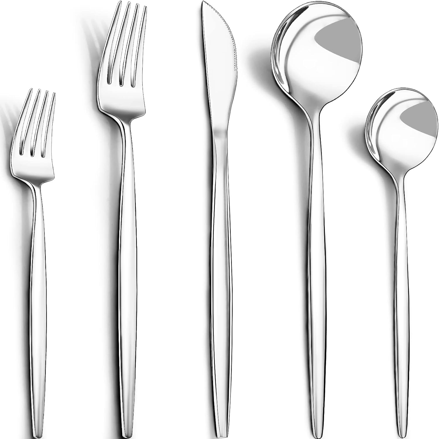 CEKEE 40-Piece Stainless Steel Silverware Set - Flatware Cutlery for 8 | Mirror Polished & Dishwasher Safe
