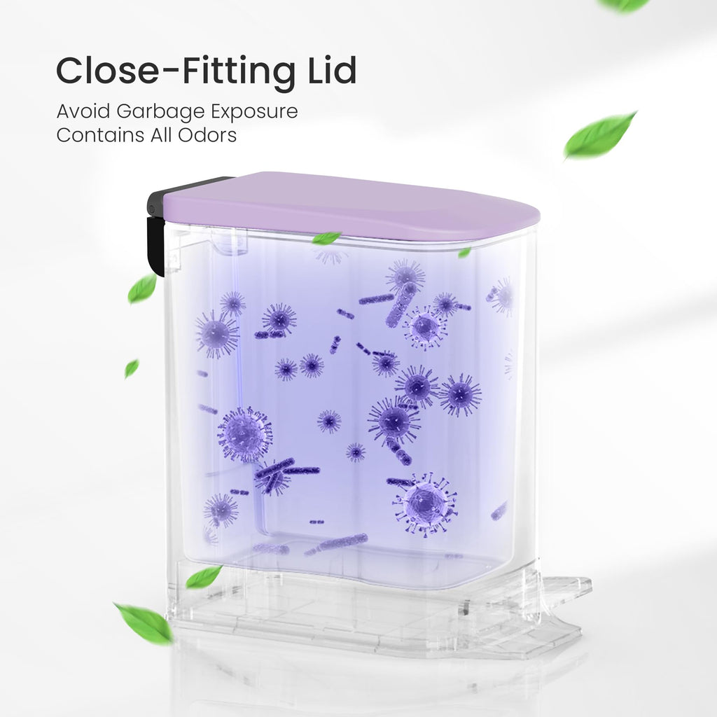 Cesun Small Bathroom Trash Can with Lid Soft Close, Step Pedal, 6 Liter / 1.6 Gallon Stainless Steel Garbage Can with Removable Inner Bucket, Anti-Fingerprint Finish (Purple)