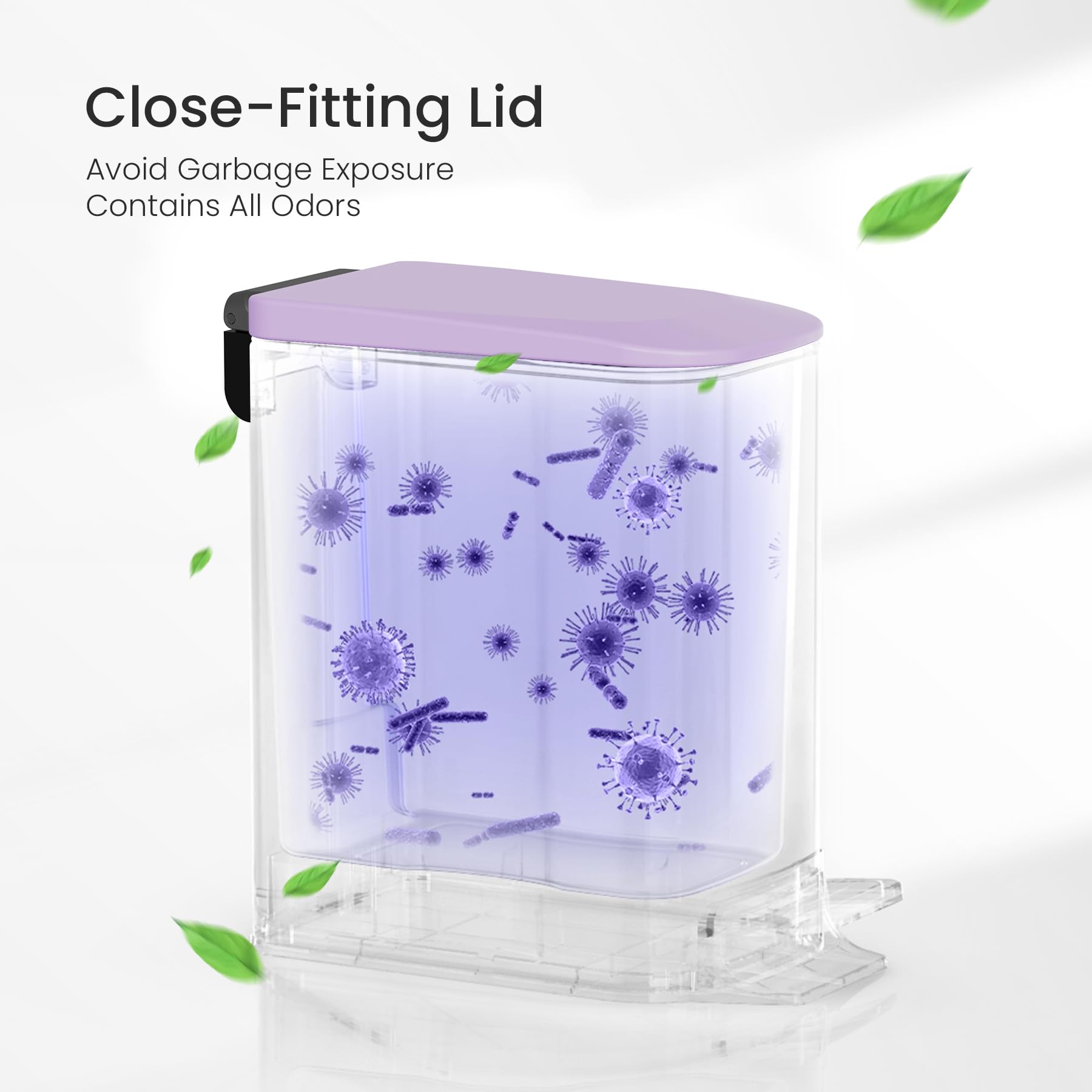 Cesun Small Bathroom Trash Can with Lid Soft Close, Step Pedal, 6 Liter / 1.6 Gallon Stainless Steel Garbage Can with Removable Inner Bucket, Anti-Fingerprint Finish (Purple)