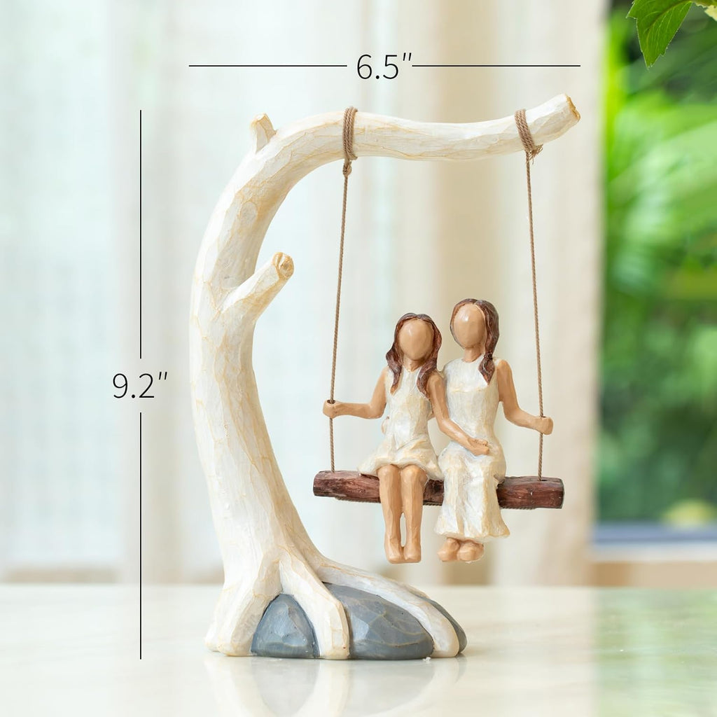 Regine Switzerland Swing Statue - Hand-Painted Mother Daughter Figurine | Perfect Birthday Gift