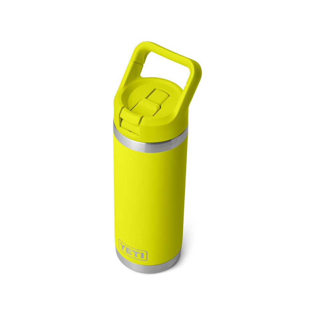 YETI Rambler 18 oz Bottle, Vacuum Insulated, Stainless Steel with Color Matching Straw Cap, Firefly Yellow
