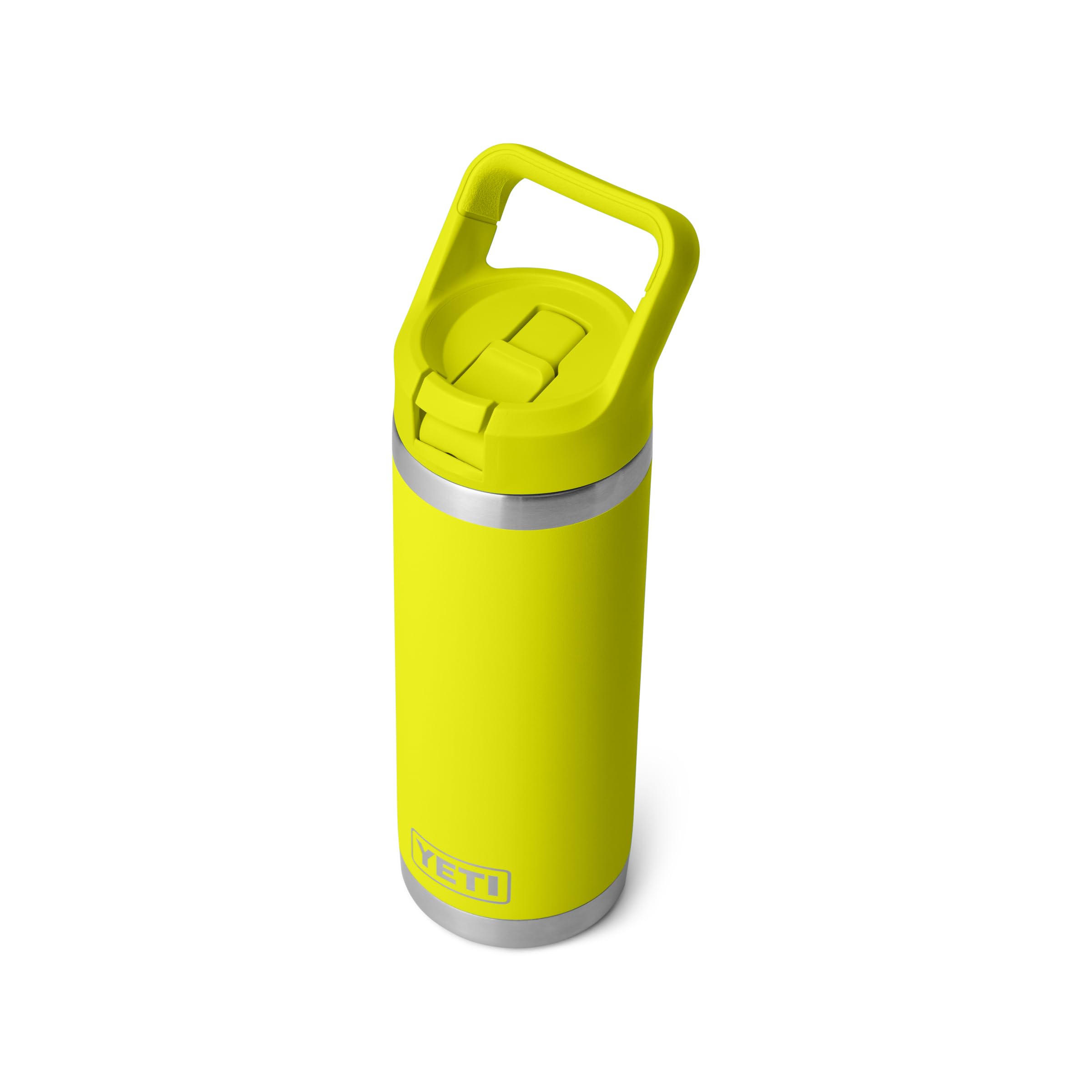 YETI Rambler 18 oz Bottle, Vacuum Insulated, Stainless Steel with Color Matching Straw Cap, Firefly Yellow