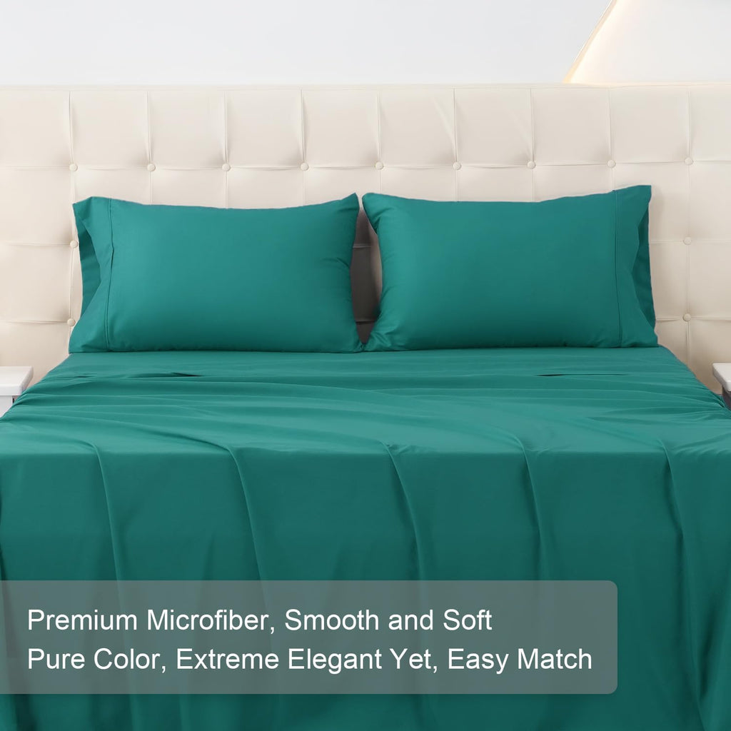 MICORAL Twin Bed Sheets Set - Soft, Breathable Bedding with 16" Deep Pocket Design | Turquoise (3 Pieces)