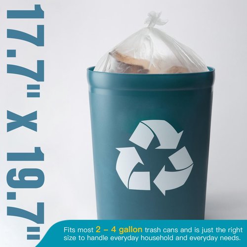 Small Trash Bags 2-4 Gallon Trash Bag 1000 Count Super Value Small Garbage Bags Bathroom Mini Trash Bags Unscented, Clear Wastebasket Bin Liners, Plastic Bags