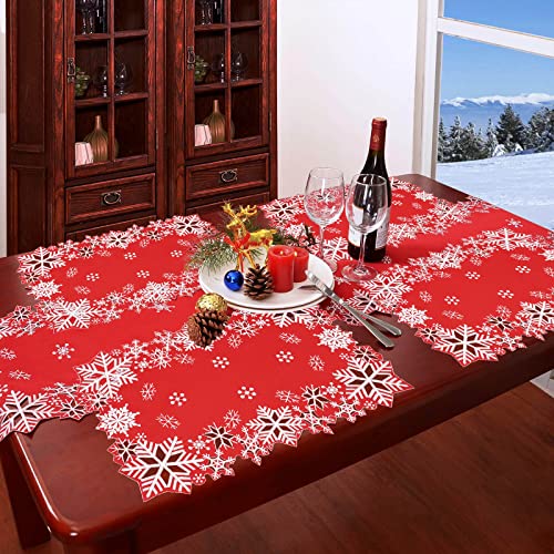 Embroidered Snowflakes Table Runner 14x90 Inches Christmas Holiday Decor