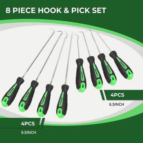 FTIHTRY Precision Automotive Hook Set - 8PCS Mini Pick and Pull Tools for Oil Seal/O-Ring Removal | Green