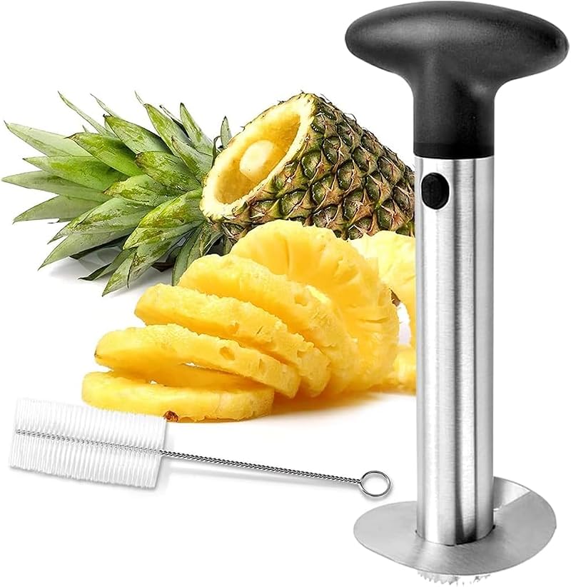 UMUACCAN Black Pineapple Corer and Slicer Tool - Stainless Steel Fruit Cutter for Home Kitchen