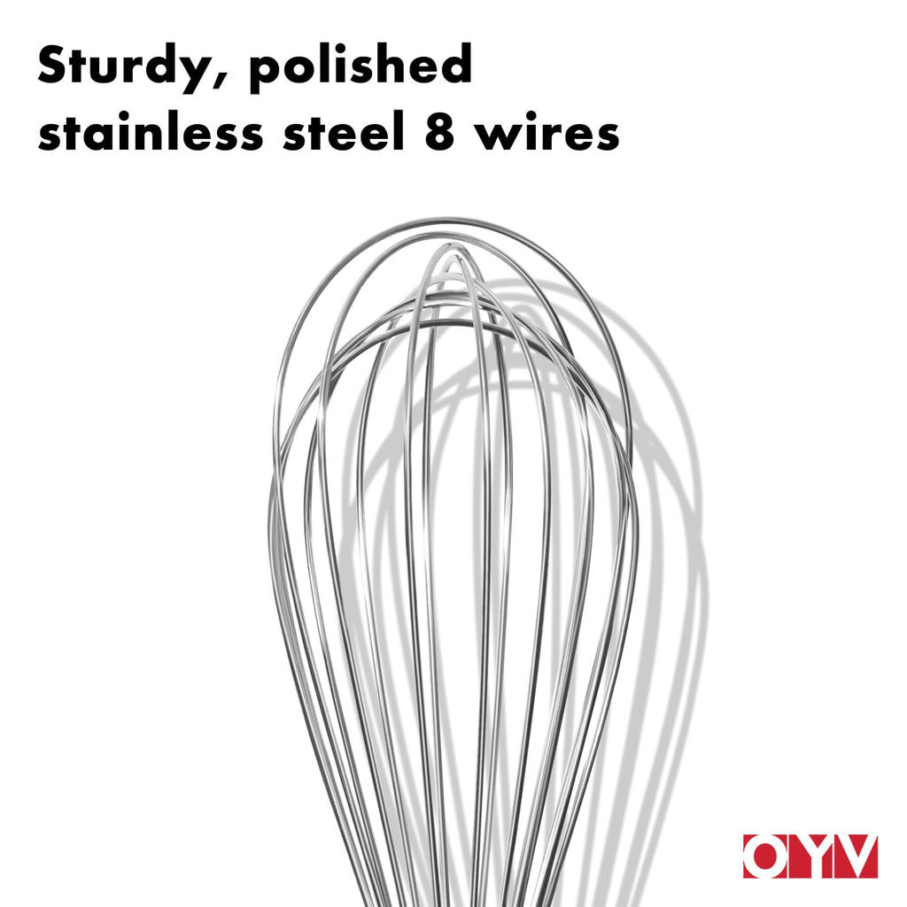 OYV 12" Whisk for Cooking, Ergonomic Handle, Dishwasher Safe 18/10 Stainless Steel Whisk, Professional Kitchen Wire Whisk, Perfect for Blending, Whisking, Baking, and Beating