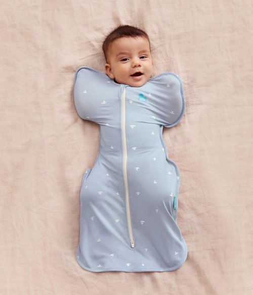 Love to Dream Swaddle Up - Soft Bamboo Fabric Wearable Blanket | Arms Up Design, 1.0 TOG, Medium 8-13 lbs, Boats Mist