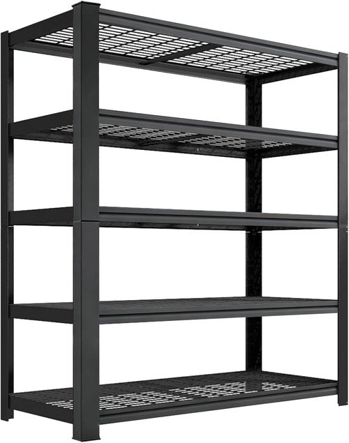 Heavy Duty Metal Shelving Rack - 2800 lbs Capacity | Adjustable 16"x35.5"x72" Black Storage Shelf