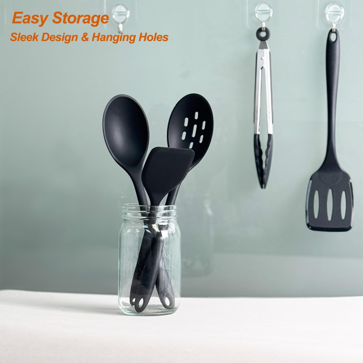 Skiennix Silicone Cooking Utensils Set - Heat Resistant, BPA-Free Non-Stick Spatulas & Spoons for Kitchen Use
