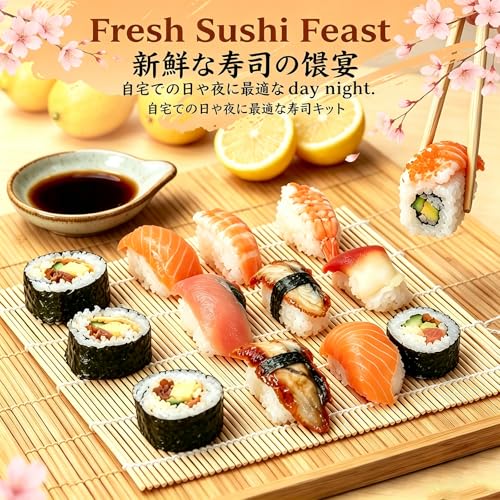 6-Piece Sushi Making Kit for Beginners with Bamboo Mats, Knife and Mold