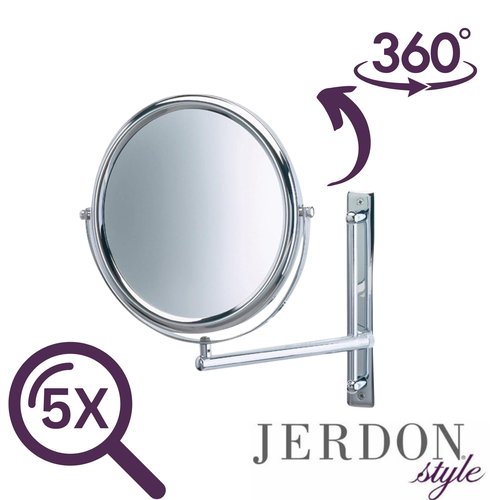 JERDON Two-Sided Wall-Mounted Makeup Mirror with 3X-1X Magnification –9” Diameter Mirror Extends 9” – Polished Chrome Finish - Model JP3030CF