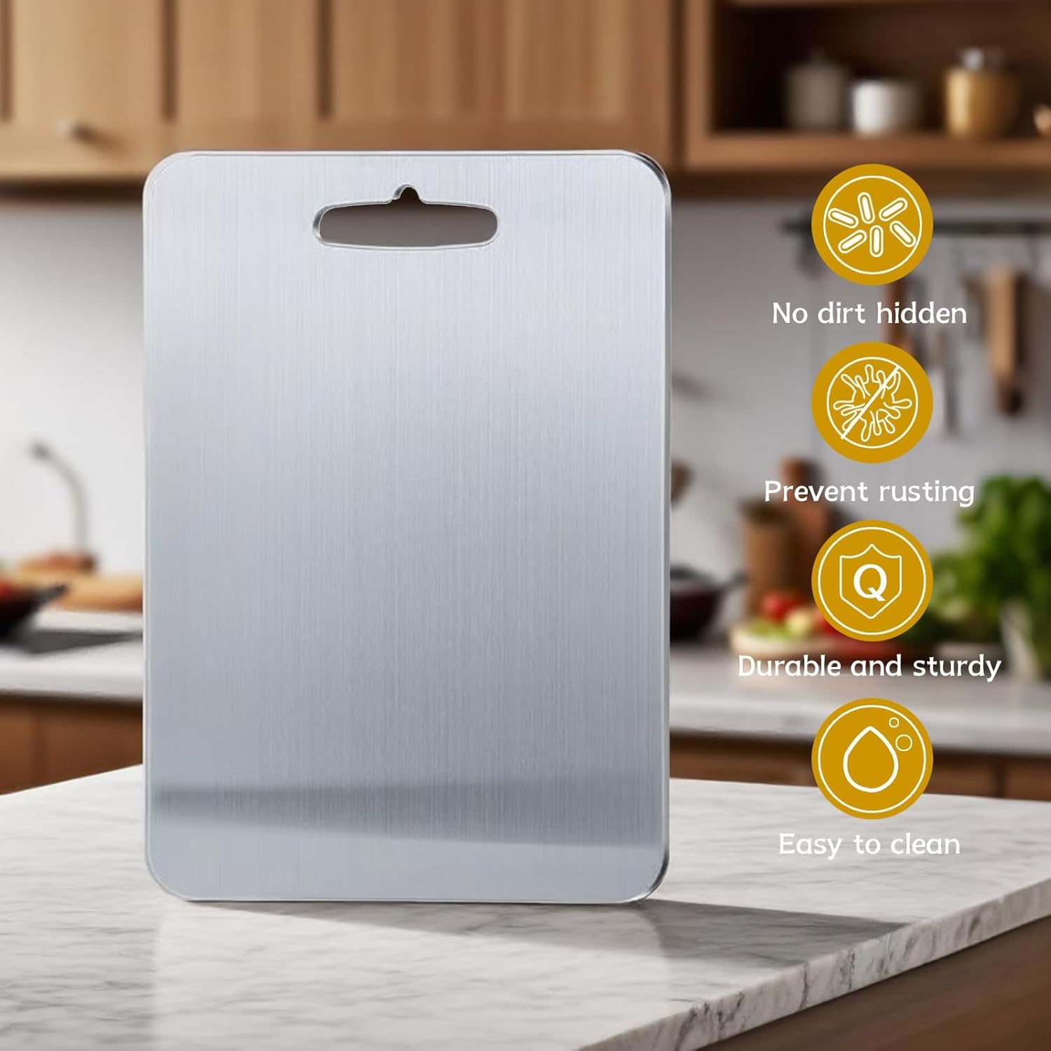 Titanium Cutting Board, 100% Pure Titanium Cutting Boards for Kitchen, Upgrade Hygiene & Durability Food-Grade Cutting Boards for Meat Fruit & Vegetable(12"L x 9"W)