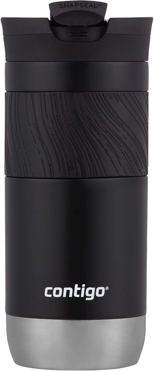Contigo Byron Travel Mug - Vacuum-Insulated Stainless Steel | Leak-Proof, BPA-Free, 16oz, Licorice