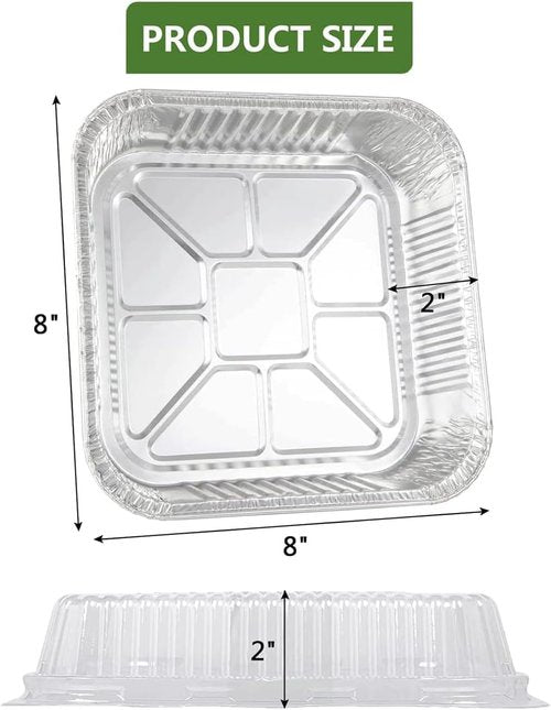 Foil Baking Pans with Lids by [Brand Name] - 30 Reusable 8x8 Inch Aluminum Pans for Oven & Food Storage