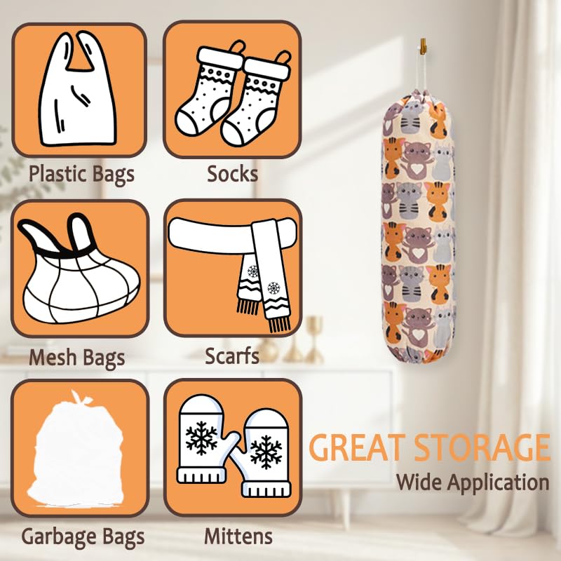 Cat Plastic Bag Holder - Cute Wall Mount Grocery Bag Dispenser