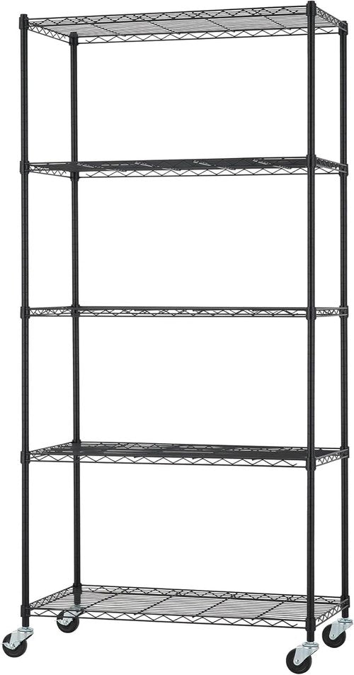 5-Tier Adjustable Wire Shelving by [Brand Name] - NSF Certified Kitchen & Garage Storage Rack, 36” x 18” x 72”, Black