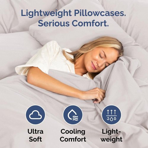 King Pillow Cases by [Brand Name] - Ultra Soft Hotel Quality Covers | Wrinkle-Free & Stain Resistant - Light Grey, Set of 2