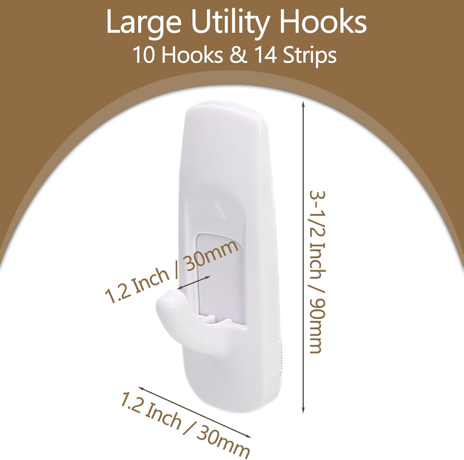 Skiennix Large Utility Hooks - 10 Pack Heavy Duty Adhesive Wall Hooks | Damage-Free Hanging, 4 lb Capacity