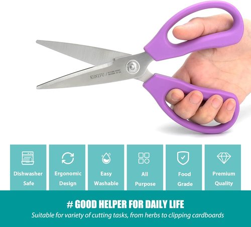 KUNIFU Kitchen Scissors - Heavy Duty All-Purpose Shears with Come Apart Design | Black