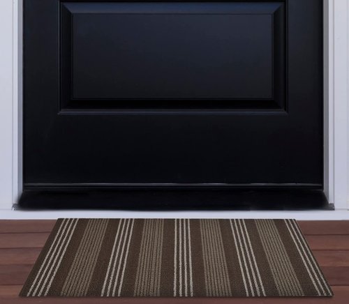 Nautica - PVC Loop Utility Mats | Indoor/Outdoor | Slip-Resistant | Mat for Kitchen, Garage, Laundry Room, Foyer, & More | Stripe Modern Design Doormat | Measures - 16 x 24 | Brown