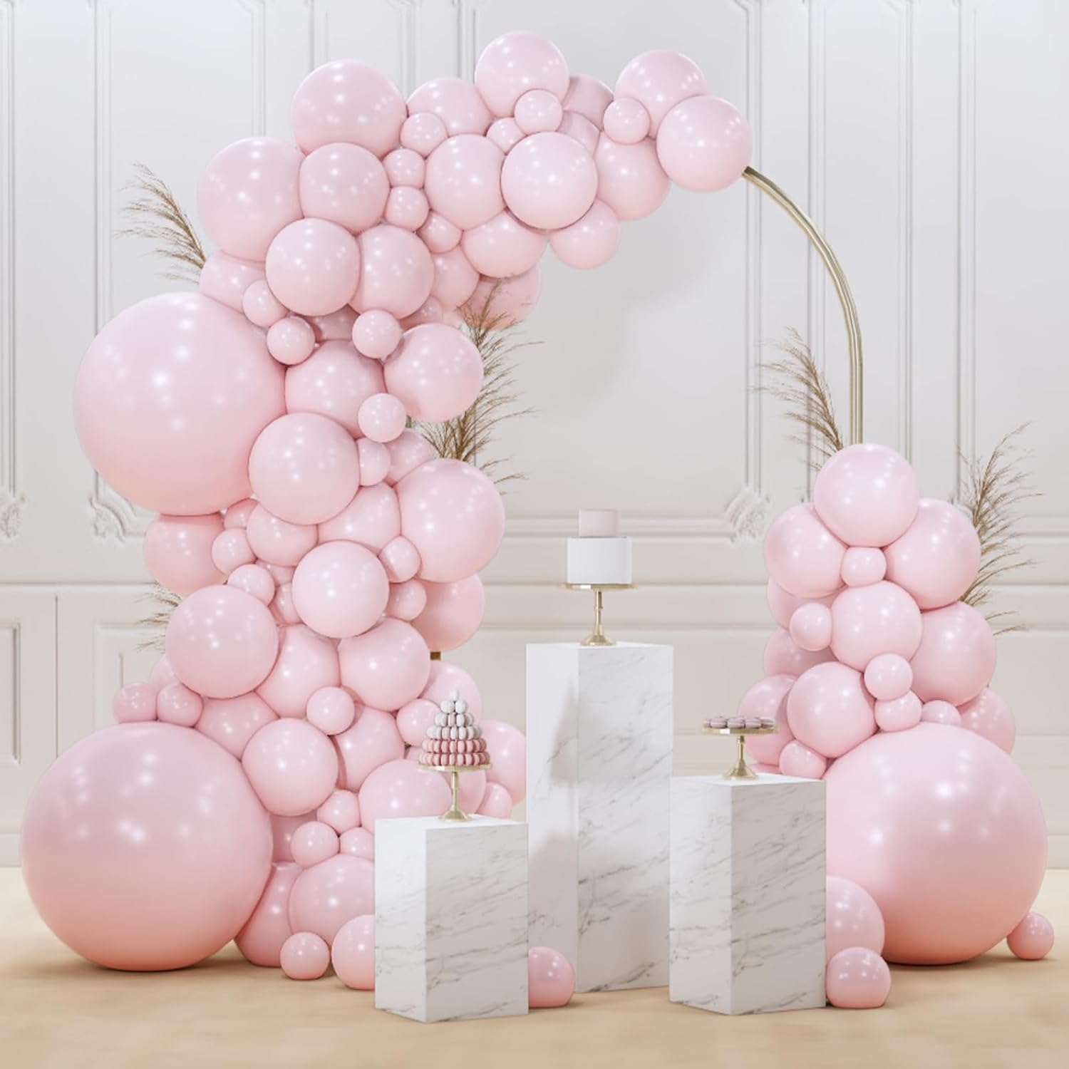 PartyWoo Pale Pink Balloon Arch Kit - 85pcs in Various Sizes for Baby Showers & Birthday Parties